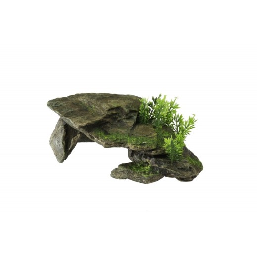 Ad stone with plants 28,5x16,5x10,5cm gris