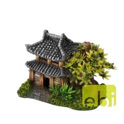 Ad asian house with plants 14x9x10cm