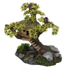 Ad tree house with plants...