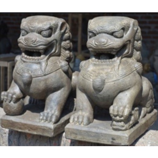 Temple lion pair (light) / 60 cm