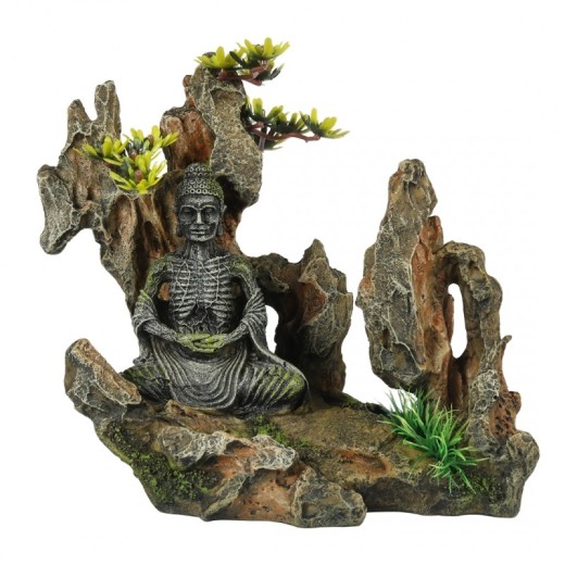 Ad bouddha sur rocher 20,2x11,3x18cm