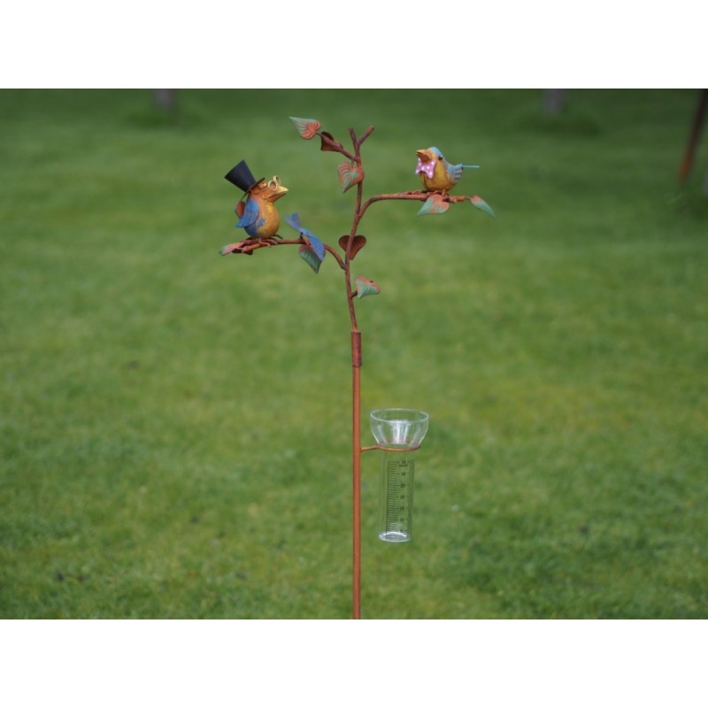 Tuteur pluviomètre jardin Oiseaux 10x112cm