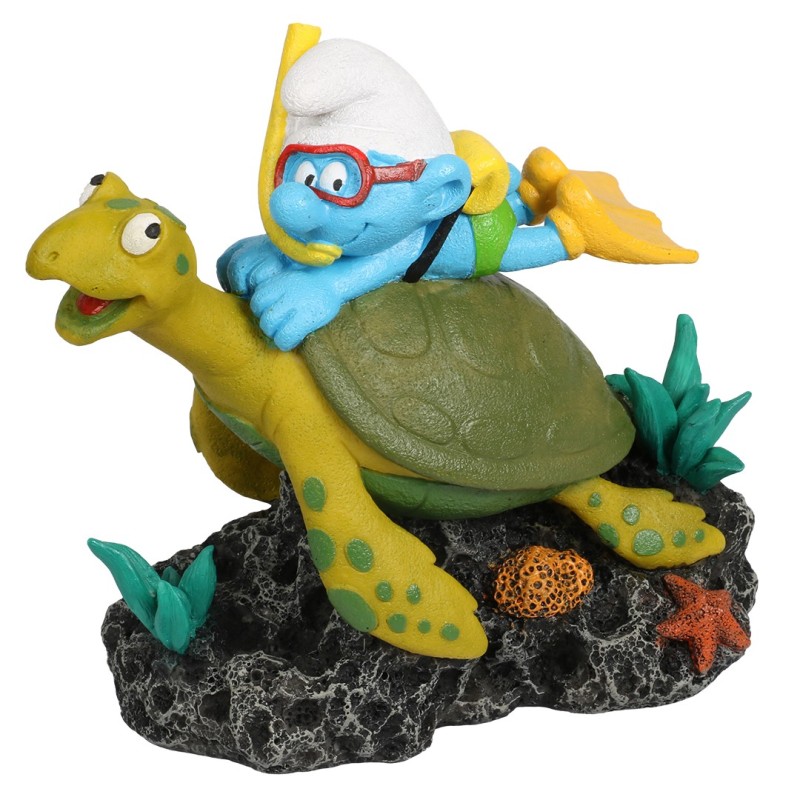 Ad schtroumpfs sous l`eau tortue multicolore